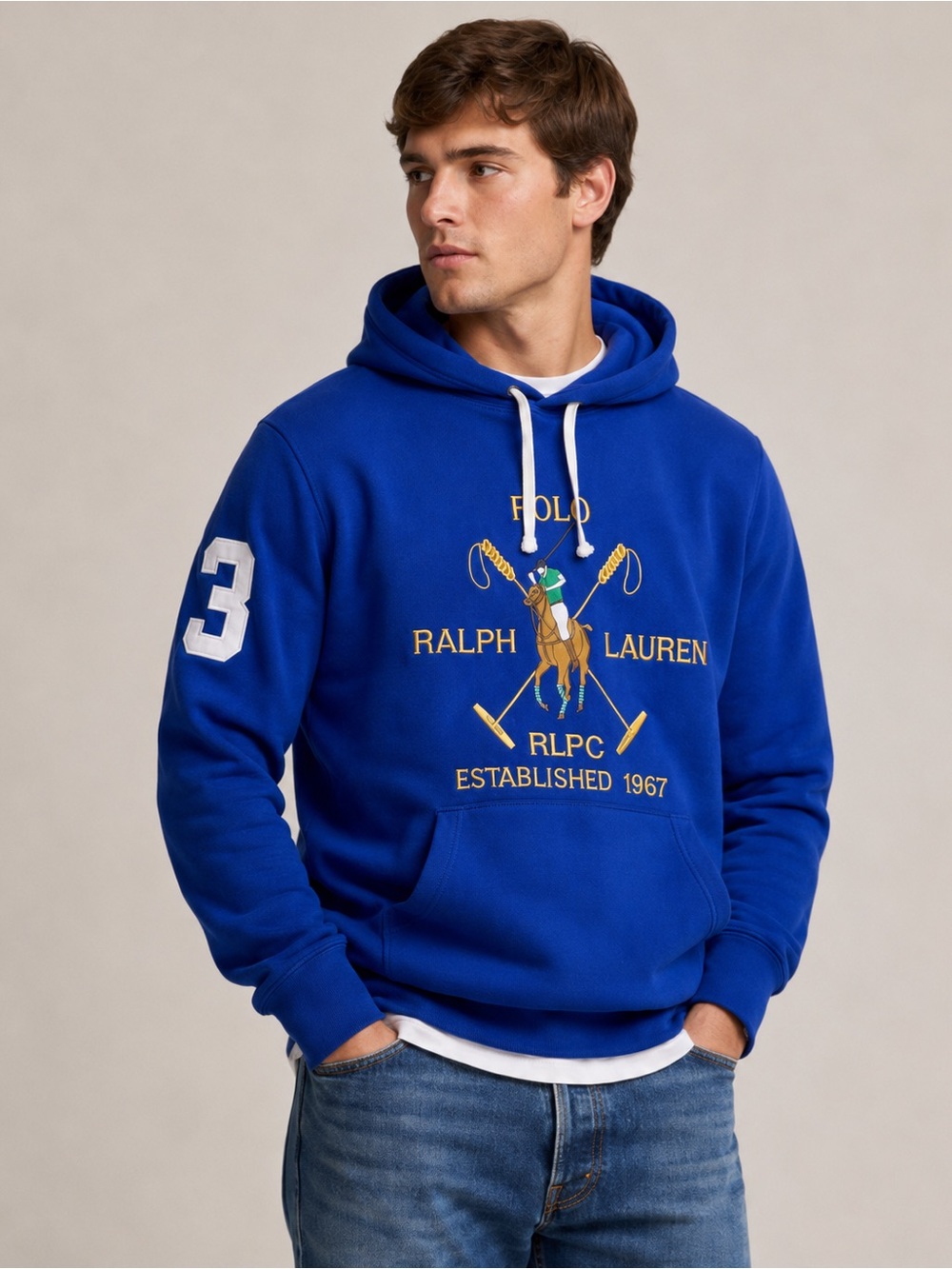 NEW - Polo Ralph Lauren Men’s Blue RLPC Big Pony Graphic Hoodie Size M
